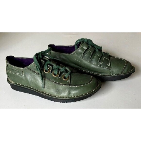 NWB Groundhog Olive Green Leather Booties Wedge Heels Portugal Vintage Vibe 6 - Picture 3 of 5